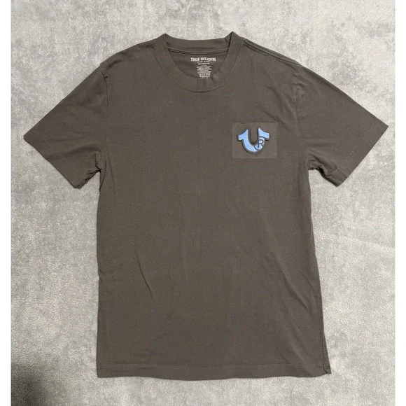 True Religion Men's Small Pop Out Print Gray T-Shirt Short Sleeve