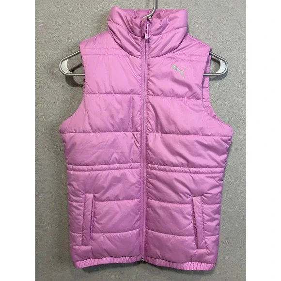 Puma Girls Puffer Vest Light Purple Zip Up Padded Pockets Size Large‎ 11-12Y