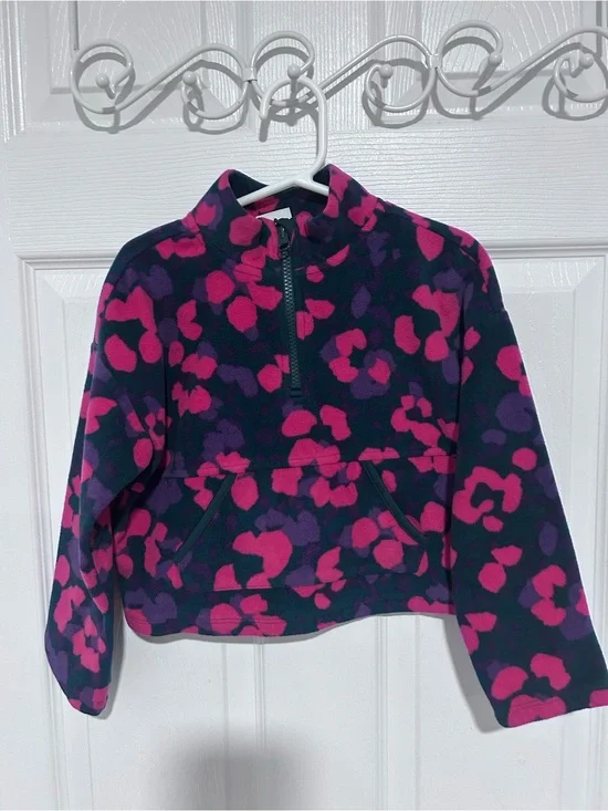 Athletic Girls' Fleece Pullover Jacket in Pink & Purple. Size XS (4-5)