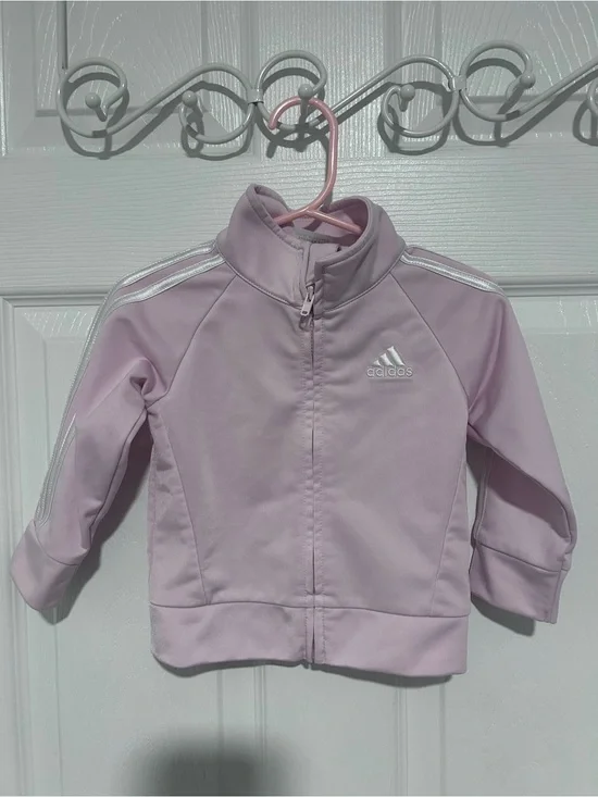 adidas Pink Girls Full-Zip Athletic Jacket. Size 12M