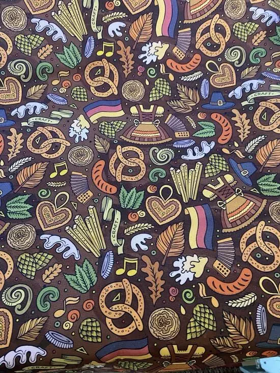 Ambesonne German Theme Oktoberfest Fabric Pretzels Bratwurst 60
