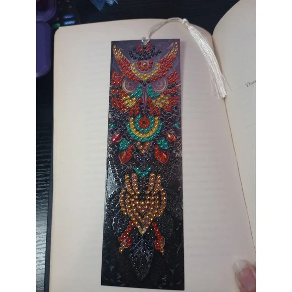 Handmade Diamond Art Owl Bookmark 7.5