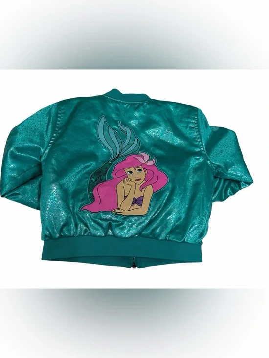 Disney Store Girl Princess‎ Ariel Mermaid Jacket Full Zip Green Size 7-8