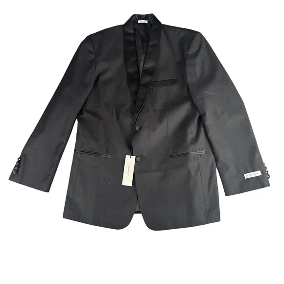 Calvin Klein Boys Black Tuxedo Jacket Shawl Lapel Husky Size 20 CTFDE228 NWT