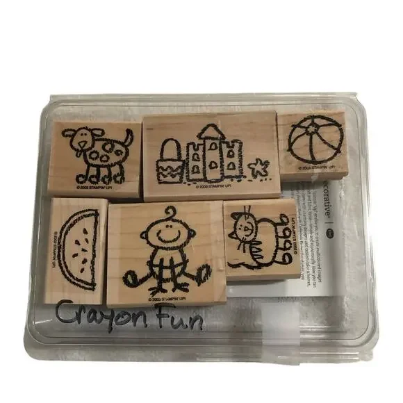 Stampin' Up! Crayon Fun Rubber Stamps 6 Stamps in Set Cards Scrapbooking