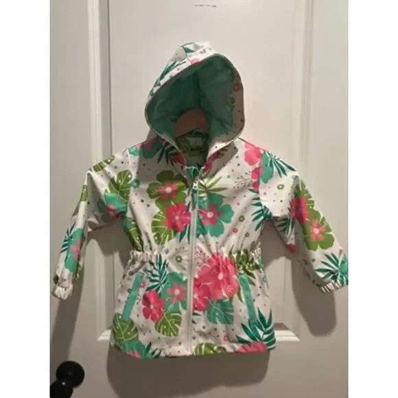 Western Chief Sand Floral Design Hooded Rain Jacket Size 4T