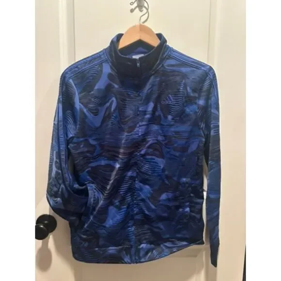 Adidas Camo Tricot Blue/Black Boys Track Jacket Size XL (18/20)