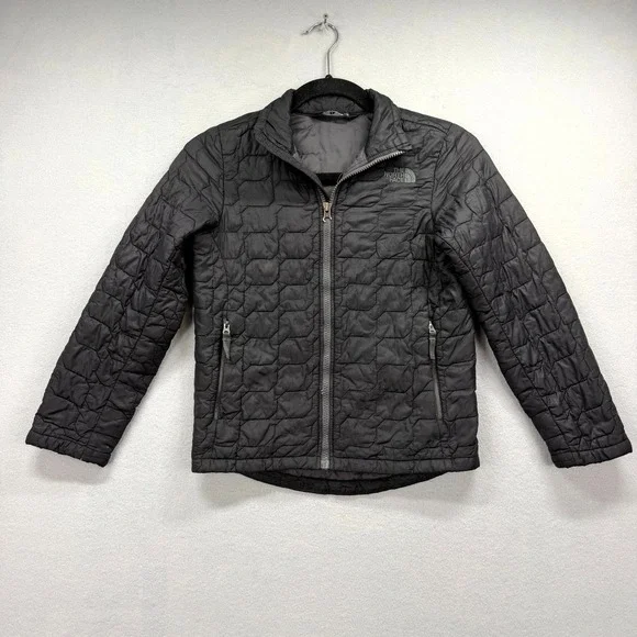The North Face Thermoball Down Puffer Jacket Boys Small Black Lightweight Zip Up
