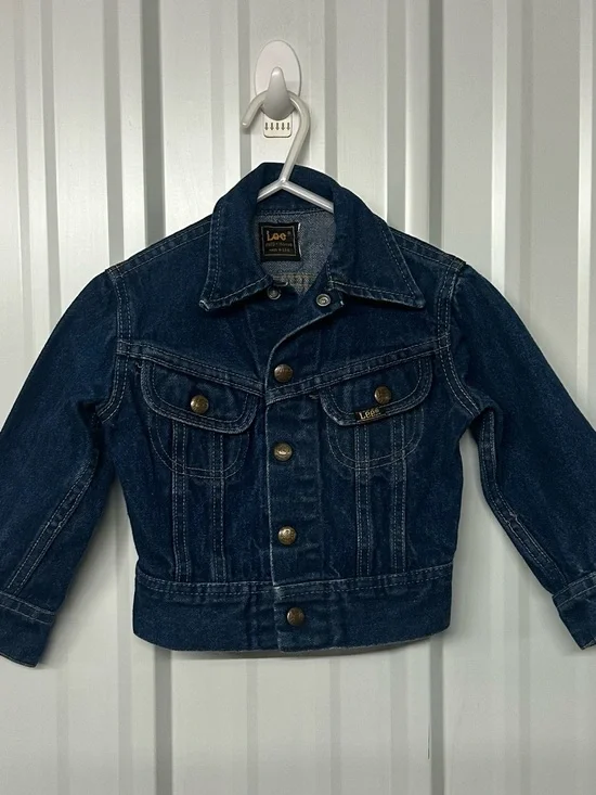 Vintage Kids Lee Snap Front Denim Jacket Western Blue Jean Coat Retro Ranch