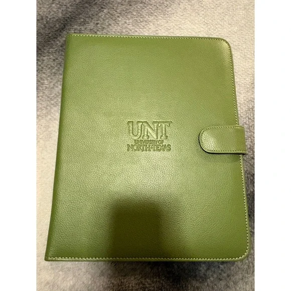 (A2) UNT University of North Texas Green Faux Leather Portfolio Organizer Pad