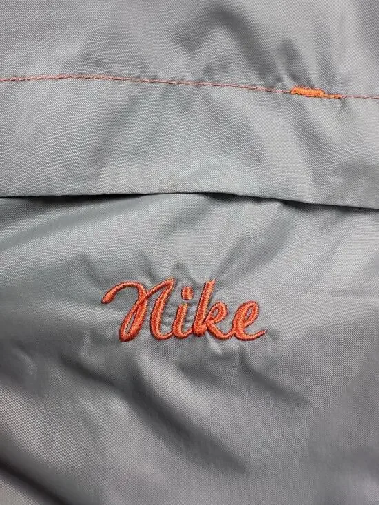 Nike Kids L 150 Gray Orange Hooded Full Zip Windbreaker Rain Jacket