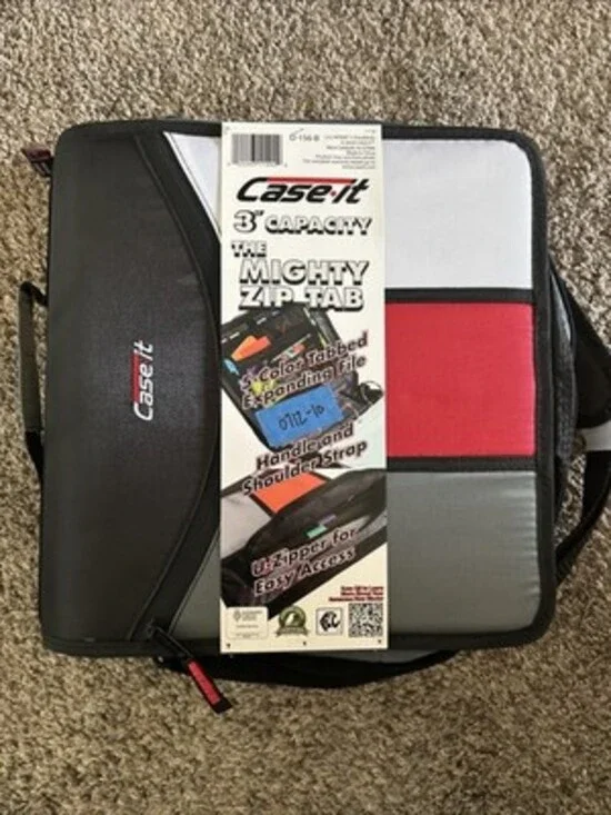 Case It Mighty Zip Tab 3 Ring Binder 3 Inch Capacity Expanding File