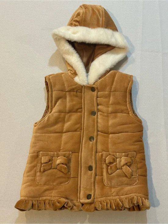 Nicole Miller Hooded Corduroy Puffer Vest Size 4