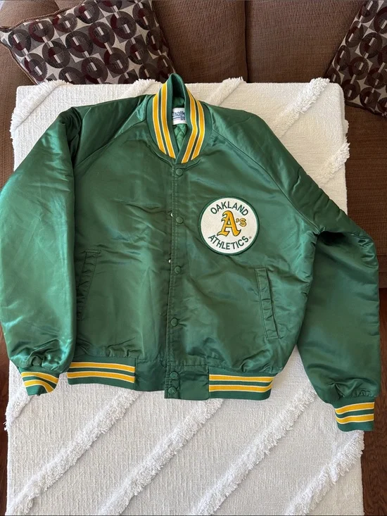 Oakland Athletics Kids Green Satin Bomber Jacket