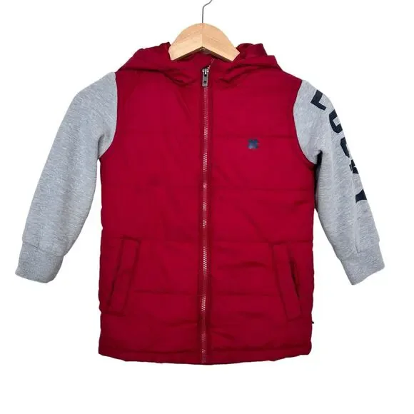 Lucky Brand Red Gray Winter Jacket Sz 6 Boys