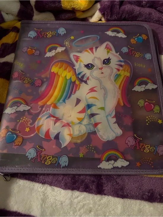 Lisa Frank Purple Rainbow Winged Kitty Zipper Pouch