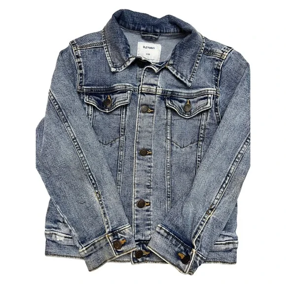 Old Navy Denim Jacket Kids Size M 8 Blue Trucker Classic Cotton Blend Stretch