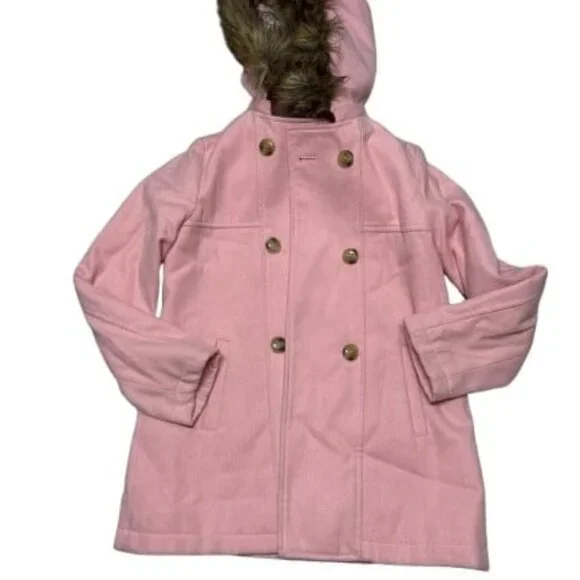 Pink Coat‎ with Faux Hooded Fur