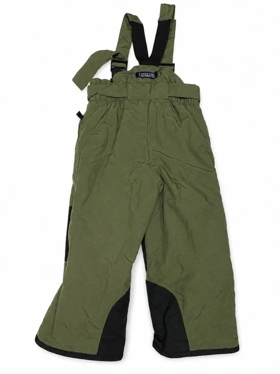Lands End Olive Green Kids Snow Bibs with Black Reinforced Panels size 4