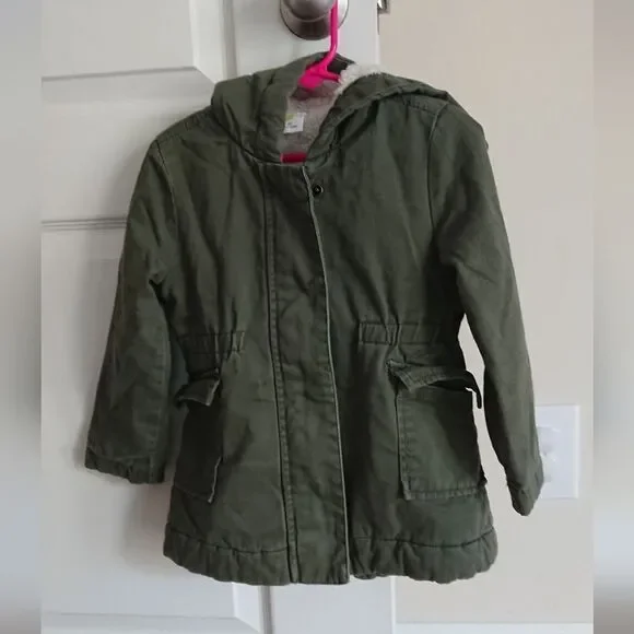 Crazy 8 green Long Sleeve Sherpa Lined Utility Jacket size 4T