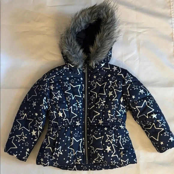 Rothschild Foil Star Print Puffer Navy Blue Size 3T EUC