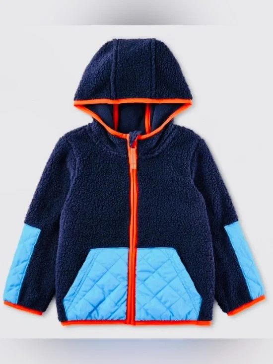 Cat & Jack Toddler Navy Blue Fleece Quilted Zip-Up Jacket - Size 5T