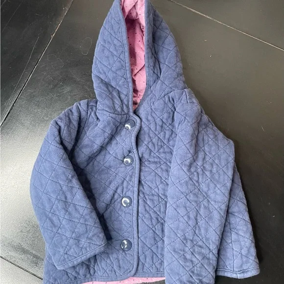 Quilted Reversible Blue / Pink Kids Jacket 12months snap closure