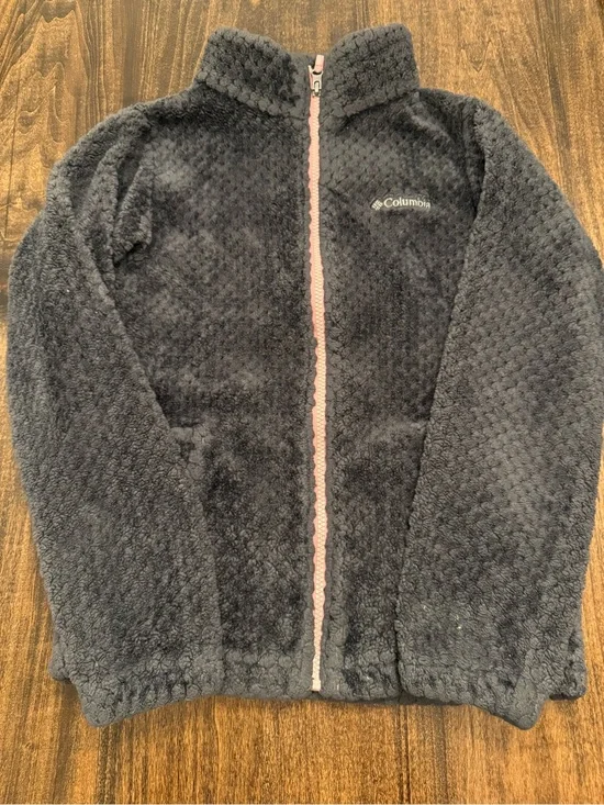 Columbia Kids' gray Fleece Jacket with Pink Trim size medium