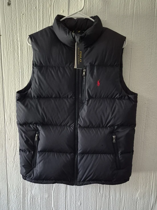 Polo by Ralph Lauren Black Quilted Puffer Vest with Red Pony