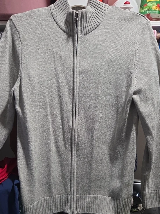 The Children's Place Light Gray Zip-Up Sweater Jacket