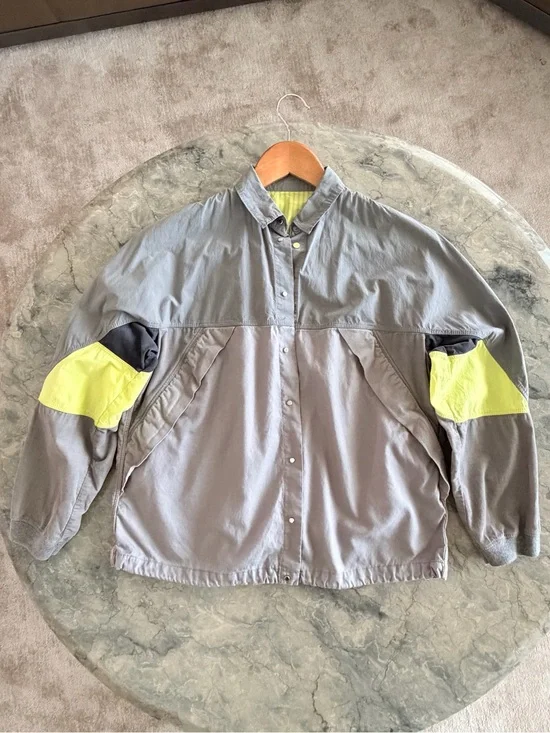 Kids Lightweight Gray and Yellow Colorblock Puffer Jacket