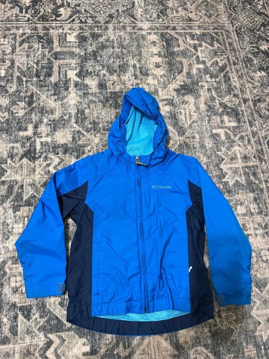 Columbia Kids Bright Blue and Navy Hooded Raincoat