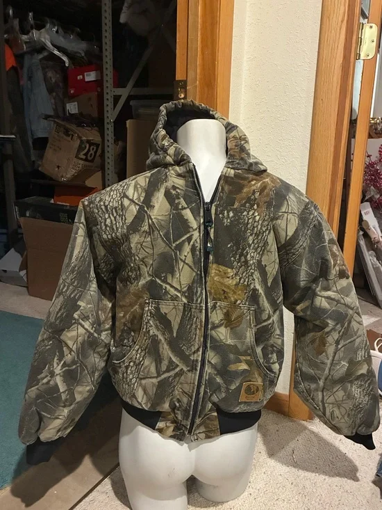 Berne Youth Camo Hooded  Jacket - Brown/Green