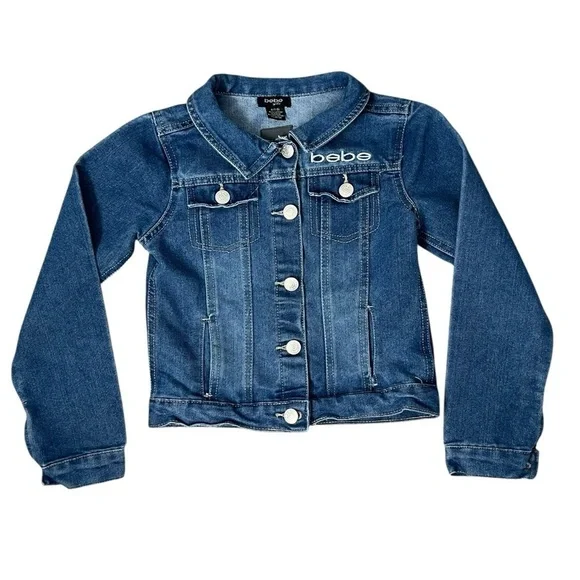Bebe Blue Jean Jacket Classic Denim Style - S (7/8)