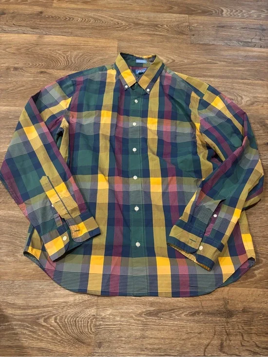 J.Crew Slim Untucked Coolmax Performance Plaid Button Down Mens Large