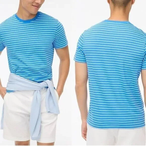 J Crew Men's Striped‎ Cotton Blue Shirt