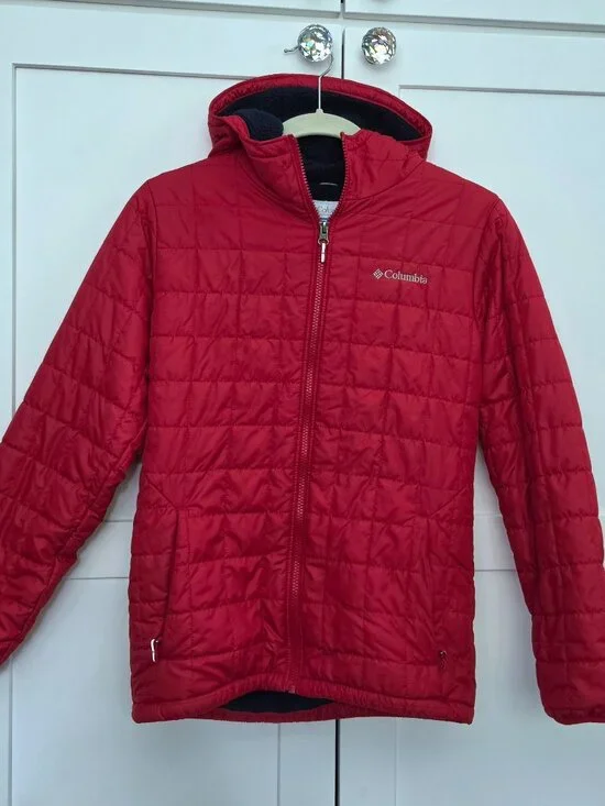 Columbia Boys Red Rugged Ridge Sherpa Lined Hooded Jacket Size L/14-16 EUC