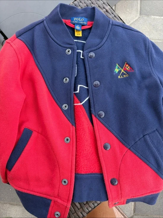 Polo by Ralph Lauren Red & Navy Colorblock Fleece Jacket