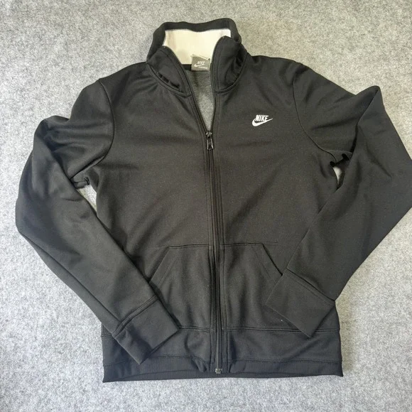 Nike Sportswear Track Jacket Boys Medium Black Full Zip Polyester