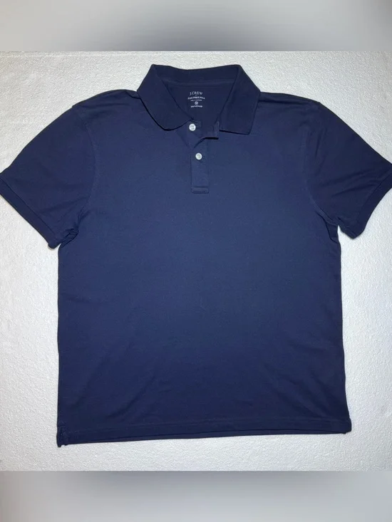J. Crew Men's Navy Blue Flex Pique Polo Short Sleeve Untucked Fit