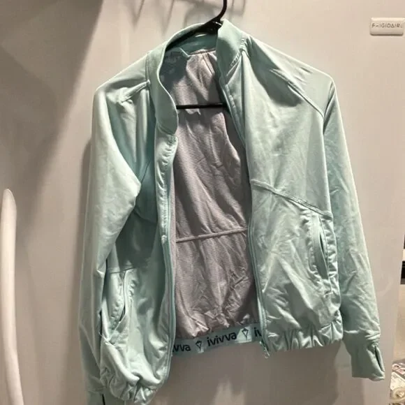 ivivva Light Blue Lightweight Zip Track Jacket Girls Activewear Yoga