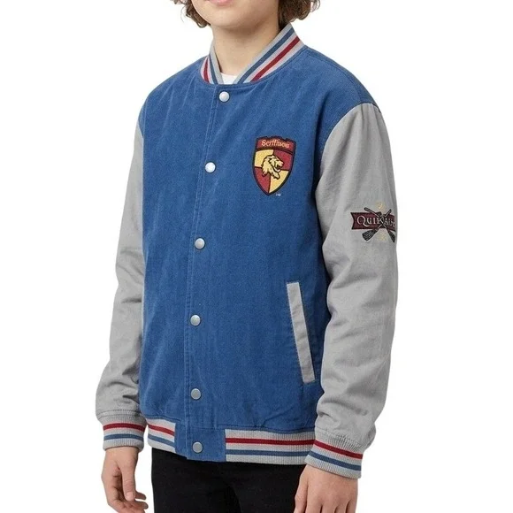 Harry Potter Team Gryffindor Blue Gray Bomber Jacket‎ Size Youth Large (14/16)