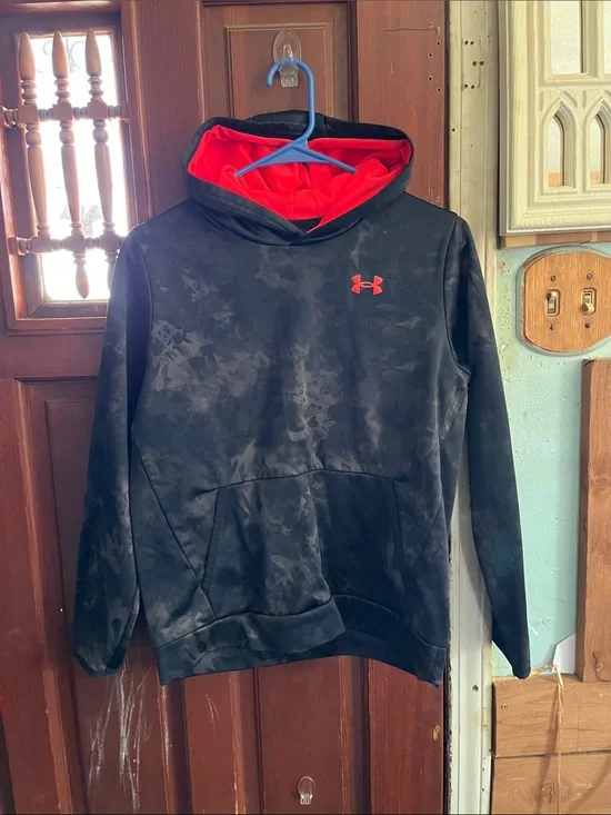 Under Armour Black Hoodie with Red Hood Lining