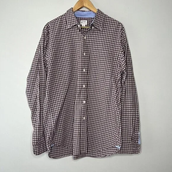 J Crew Shirtings Plaid Red Green White Sz XL