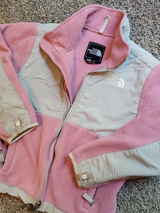 The North Face Pink and Cream Panel Fleece Jacket