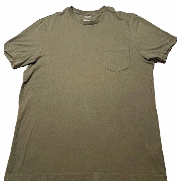 J.Crew Sunwashed Pocket T Shirt Mens Medium Olive Green Garment Dyed Cotton