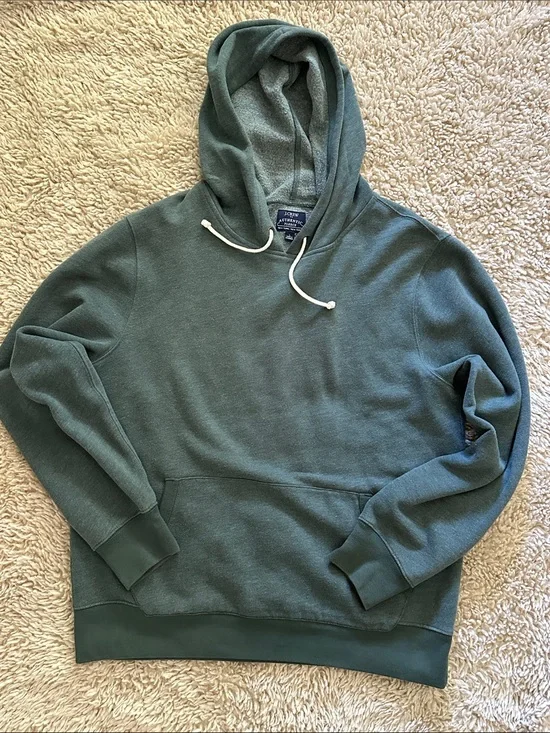J. Crew Men's Green Hooded Pullover Sweatshirt