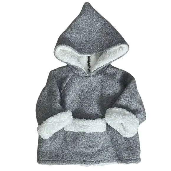 FINA EJERIQUE NWT Baby Faux Sheepskin Hooded Coat in Gray Size 12M