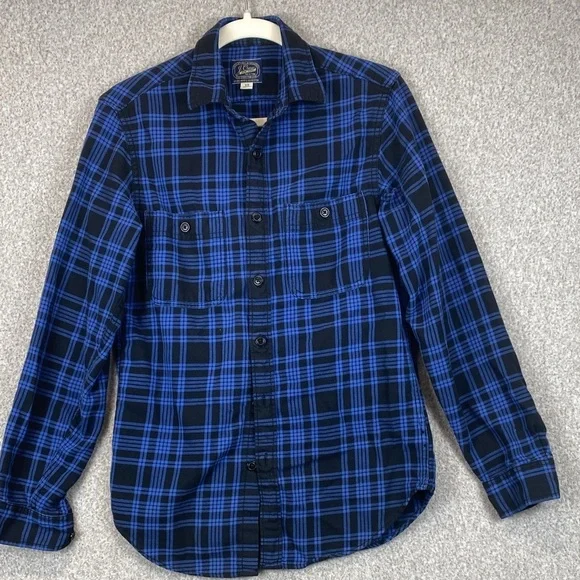 Vtg J. Crew cotton flannel XS tartan plaid gorpcore grunge activewear outdoor