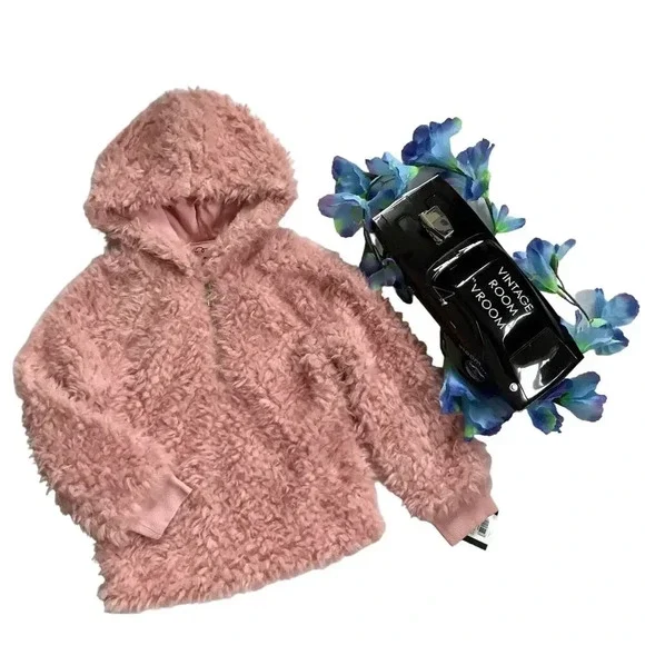 Art Class NWT Faux Fur Half Zip Pullover Lightweight Jacket Girls XS (4/5)